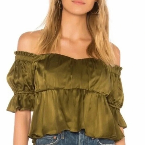 Stone Cold Fox Tops - Stone Cold Fox Silk Monte Green Crop Top 1